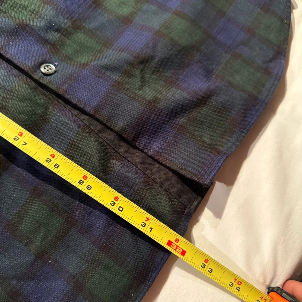 Banana Republic Men's Green and Blue Plaid Shirt slim fit
